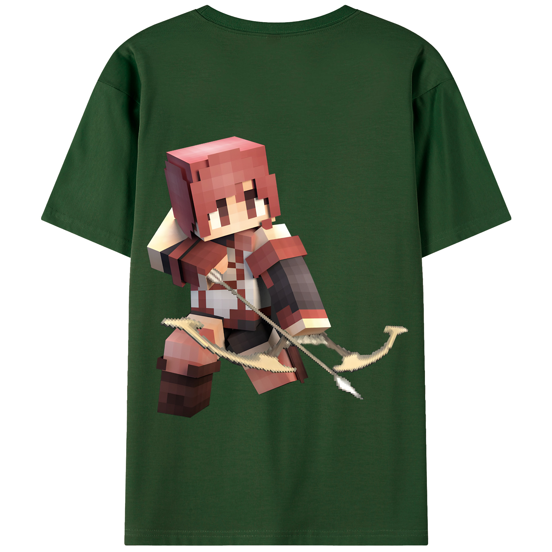 （画像用） マインクラフト ブロックの世界 Minecraft MC Block world 綿100％半袖Tシャツ（背面プリント）